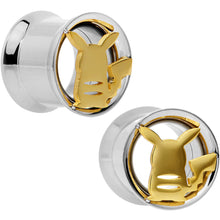 Load image into Gallery viewer, 7/16 Licensed Pokemon Yellow Pikachu Double Flare Tunnel Plug Set
