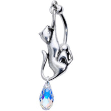 Load image into Gallery viewer, Aurora Gem Kitty Cat Dangle Belly Ring Created with Crystals
