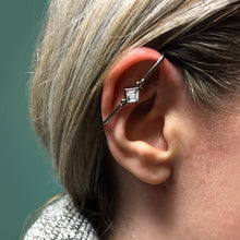 Load image into Gallery viewer, Clear Gem Rhombus Illusion Non Pierced Industrial Barbell
