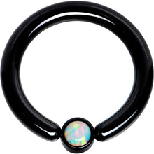 Load image into Gallery viewer, 10G 1/2 White Faux Opal 4mm Disc Black IP BCR Captive Ring
