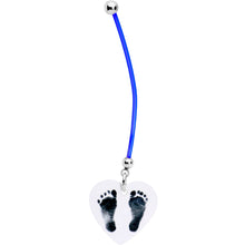 Load image into Gallery viewer, Handcrafted Blue Precious Footprints Dangle Pregnancy Belly Ring
