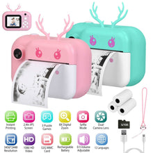 Load image into Gallery viewer, Zero Ink Selfie Camera 1080P HD Video Recorder with Dual Lens 3 Roll Print Papers
