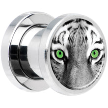 Load image into Gallery viewer, Black White Tiger Eyes Steel Screw Fit Plug Set 0G
