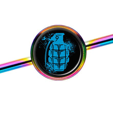 Load image into Gallery viewer, 14G Blue Grenade Rainbow Industrial Barbell 37mm
