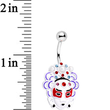Load image into Gallery viewer, Aqua and Red Gem Performing Artisan Mask Belly Ring
