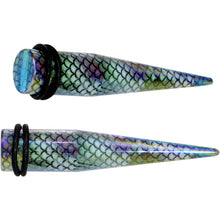Load image into Gallery viewer, Rainbow Acrylic Mermaid Scale Straight Taper Set 14G to 12mm
