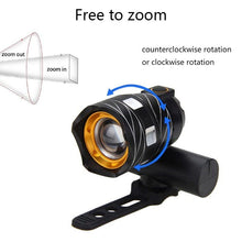 Load image into Gallery viewer, Zoomable LED Bicycle Light Bike Front Lamp Headlight With USB Rechargeable Built-In Battery Bike Light Set USB Rechargeable Powerful LED Bicycle Headlight And Tail Light Combo

