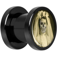 Load image into Gallery viewer, Undead Bride and Groom Halloween Black Anodized Plug Set 0G
