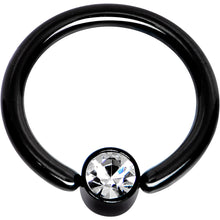 Load image into Gallery viewer, 16G 5/16 Clear Gem 3mm Disc Black IP BCR Captive Ring
