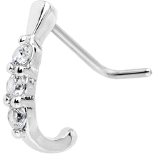 Load image into Gallery viewer, 20G Clear CZ Gem Faux Hoop L Shaped Nose Ring
