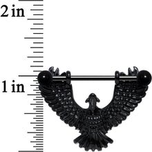 Load image into Gallery viewer, 14G 1 1/16 Black Birdseye View Soaring Eagle Nipple Shield Set
