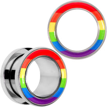 Load image into Gallery viewer, Rainbow Unity Pride Screw Fit Tunnel Plug Set 2G to 1"

