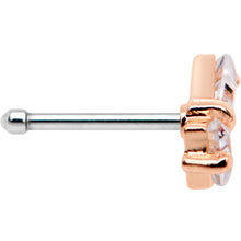 Load image into Gallery viewer, 20G 1/4 Clear CZ Gem Rose Gold Tone Bow Tie Formal Nose Bone
